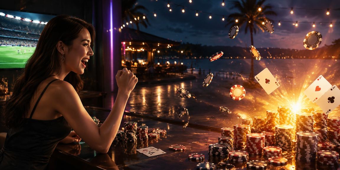 Antara muka permainan poker bergaya di Langkawi dengan tema Melayu