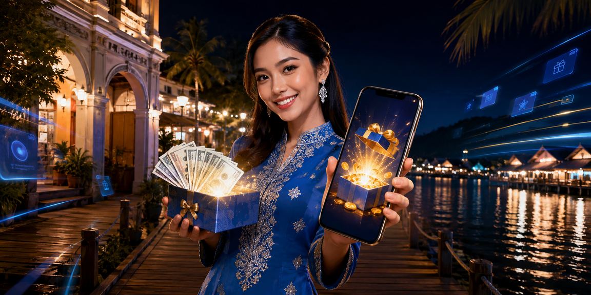 Pengguna kasino mudah alih Sabah berbaju kurung mengakses platform 55300